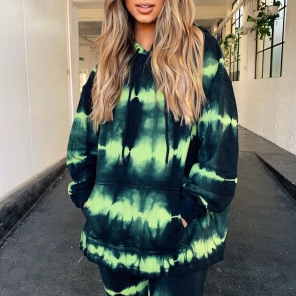 I.AM.GIA Tops - Discontinued I.Am.Gia. Green/black Tie-dye Hoodie Oversized - TigerMist